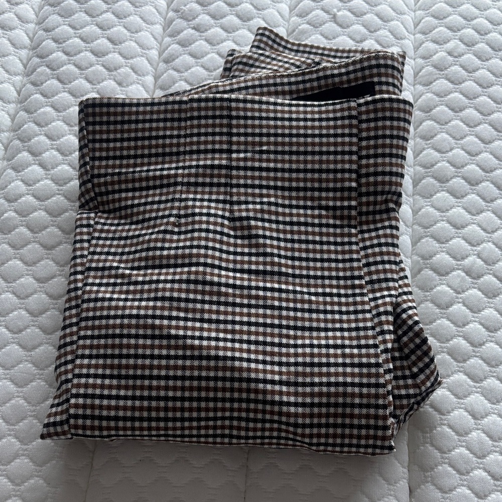 Zara Women's Checkered Pants - Brown and White